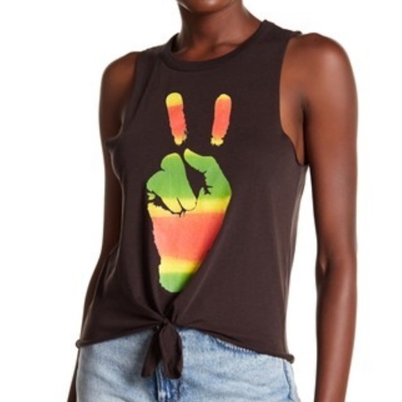 Chaser Tops - NEW Graphic Chaser front tie peace top